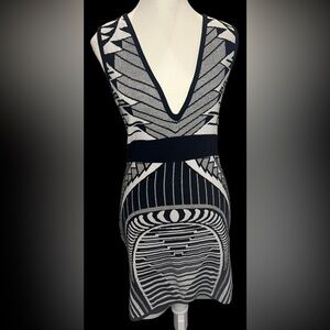 AKIRA CHICAGO RED LABEL Sexy V neck mini dress | Size Large | Black and White